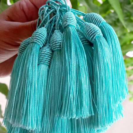 imagem Tassel Luxuoso Verde Tiffany - Aplique Pingente com Tulipa