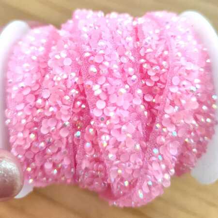 imagem Manta em Tira de Strass Rosa 10mm – 33cm