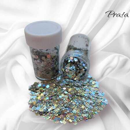 imagem Glitter Flocado Especial - Prata Holográfico