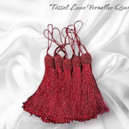 imagem Tassel Luxuoso Vermelho Quente  - Aplique Pingente com Tulipa